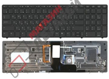 Клавиатура для ноутбука HP EliteBook 8560W темно-серая с трекпойнтом и подсветкой
