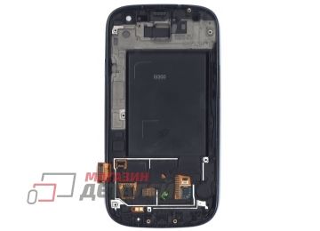 Дисплей (экран) в сборе с тачскрином для Samsung Galaxy S3 GT-I9300 черный с рамкой