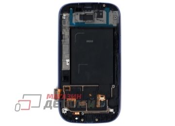 Дисплей (экран) в сборе с тачскрином для Samsung Galaxy S3 GT-I9300 синий с рамкой