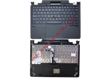 Клавиатура (топ-панель) для ноутбука Lenovo ThinkPad X1 Helix черная с черным топкейсом и трекпойнтом
