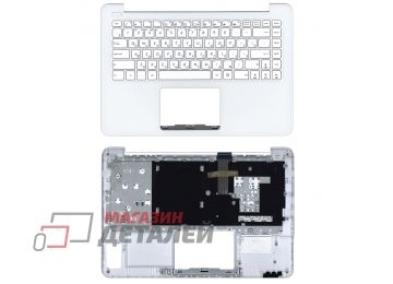 Клавиатура (топ-панель) для ноутбука Asus E402 белая с белым топкейсом