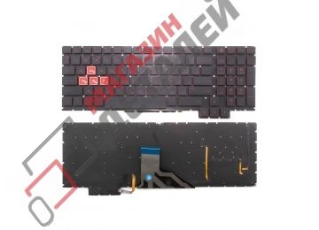 Клавиатура для ноутбука HP Omen 15-ce черная без рамки с подсветкой