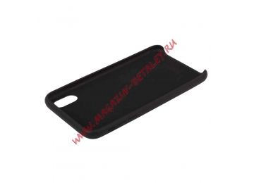 Защитная крышка для iPhone Xs Max Leather Сase кожаная (черная, коробка)