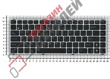 Клавиатура для ноутбука Asus UL20 EEE PC 1201 черная с серебристой рамкой