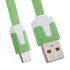 USB кабель LP Micro USB плоский узкий зеленый, европакет