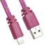 USB кабель для Apple iPhone, iPad, iPod 8 pin плоская оплетка, темно-розовый, европакет LP