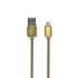 USB кабель "LP" для Apple Lightning 8 pin металлическая оплетка 1м золотой