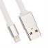 USB Дата-кабель Cable для Apple 8 pin плоский мягкий силикон 1 м. белый