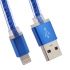USB Дата-кабель High Speed Fashion Cable для Apple 8 pin плоский в оплетке 1 м. синий