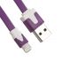 USB кабель для Apple iPhone, iPad, iPod 8 pin плоский узкий сиреневый, коробка LP