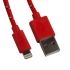 USB кабель для Apple iPhone, iPad, iPod 8 pin в оплетке красный, европакет LP