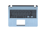 Клавиатура (топ-панель) для ноутбука Asus X507 X507U черная с голубым топкейсом