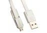 USB кабель REMAX Strive 2 in 1 Cable RC-042t для Apple 8 pin, Micro USB серебряный