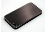 Задняя крышка-флип для Apple iPhone 4 металл+карбон, кориченвая, черная, прозрачный бокс