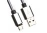 Автомобильная зарядка универсальная 2 USB выхода 2.1 А + кабель Micro USB серебристая, металлическая, блистер