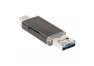 OTG 3 в 1 для Apple 8 pin, USB Type-C, Micro USB на Micro SD картридер черный, коробка