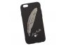 Силиконовая крышка LP для Apple iPhone 6, 6s черная, серебряное перо, европакет