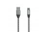 USB кабель "LP" Type-C кожаная оплетка 1м серебряный
