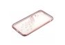 Силиконовый чехол LP для Apple iPhone 7 TPU, Павлин, хром рамка розовое золото со стразами, прозрачный