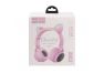 Bluetooth гарнитура HOCO W27 Cat Ear BT5.0 3.5 мм, microSD, накладная, с подсветкой ушек, с регулятором громкости (розовый)