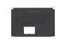 Клавиатура (топ-панель) для ноутбука Asus ROG Strix GL703VM черная с черным топкейсом