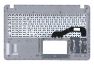 Клавиатура (топ-панель) для ноутбука Asus X540UV серебристая с серебристым топкейсом