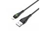 USB кабель BOROFONE BX65 Bright Lightning 8-pin 2.4A TPE LED 1м (черный)