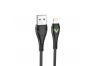 USB кабель BOROFONE BX65 Bright Lightning 8-pin 2.4A TPE LED 1м (черный)