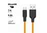 USB кабель HOCO X21 Plus Silicone MicroUSB 2.4А силикон 1м (оранжевый, черный)